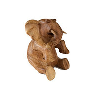 Wooden Sitting Elephant Ornament