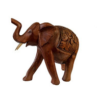 Carved Wooden Walking Elephant Ornament Large