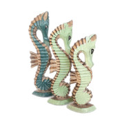 Set of 3 Wooden Sea Horses