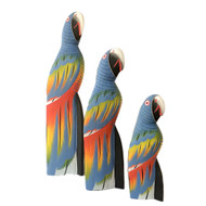 Set of 3 Wooden Parrots