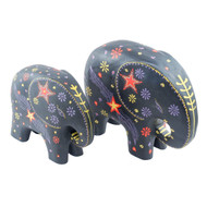 Set of 2 Black Wooden Elephants