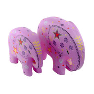 Set of 2 Pink Wooden Elephants