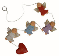 String Of Four Wooden Painted Angels