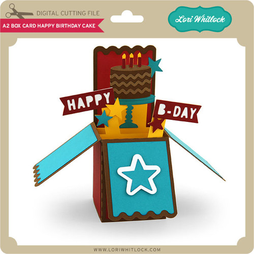 Download A2 Box Card Happy Birthday Cake - Lori Whitlock's SVG Shop