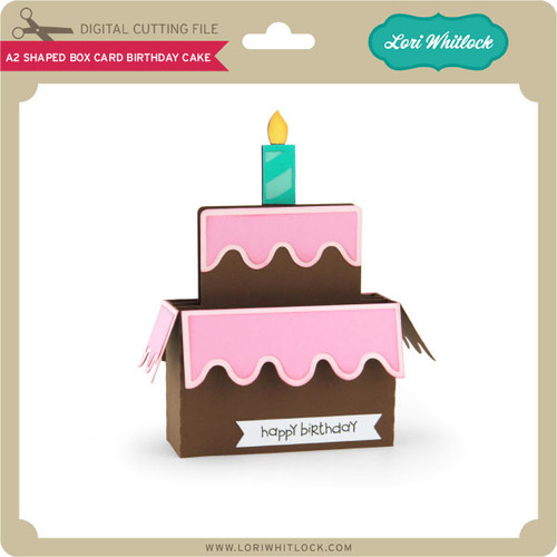 A2 Shaped Box Card Birthday Cake Lori Whitlock's SVG Shop