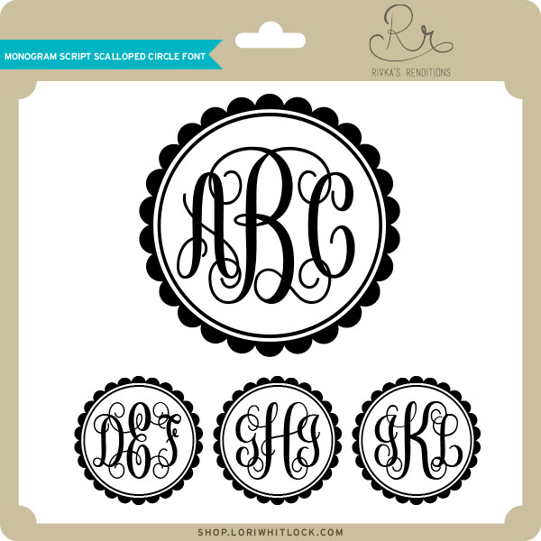 Download Monogram Script Scalloped Circle Font - Lori Whitlock's SVG Shop