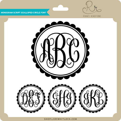 Download Monogram Script Scalloped Circle Font - Lori Whitlock's SVG Shop