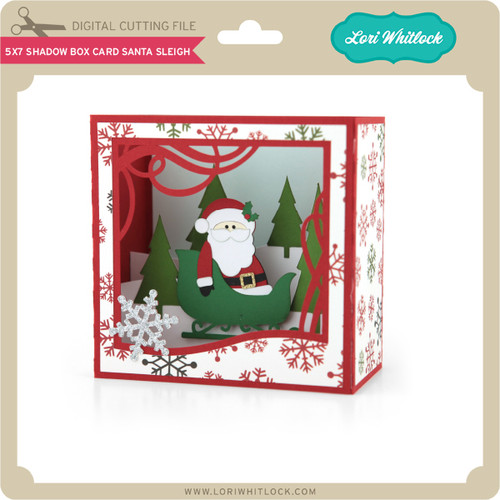 Download 5X7 Shadow Box Card Santa Sleigh - Lori Whitlock's SVG Shop