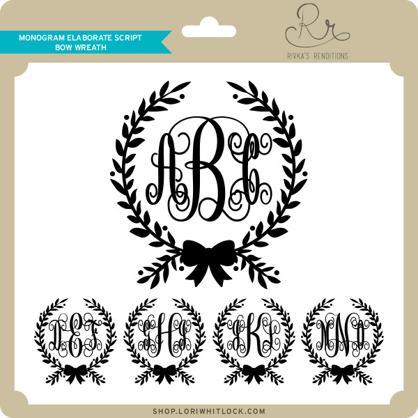 Download Monogram Elaborate Script Bow Wreath Lori Whitlock S Svg Shop