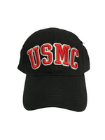 USMC BLACK BB CAP RED LETTERS (6406)