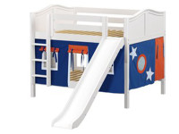 Low Bunk Bed with Straight Ladder and Slide