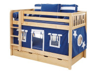Low Bunk w/ Straight Ladder & Curtain