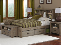 Seaview Bookcase Bed Full Driftwood