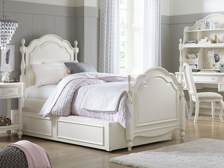 Ivy Low Poster Bed (Twin) - Pictured with optional Trundle Storage Unit