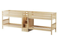 Quad Twin/Twin Low Bunk Bed w/ Stairs