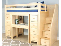 Space Saver Twin Study Loft w/Desk, 2 Chests & Stairs