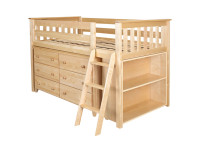 Space Saver Twin Low Loft w/ Dresser, Bookcase & Ladder