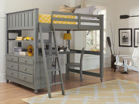 Shown with desk under loft bed