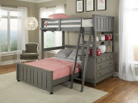 Lakeview Loft Bed Twin over Full - Grey
