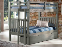 Rustic Brushed Pine Bunk Bed with End Ladder Twin/Twin - Grey