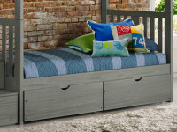 Rustic Brushed Pine Underbed Storage Drawers - Grey