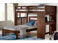 Rustic Brushed Pine Loft with Desk and Straight Ladder Twin/Twin - Chestnut