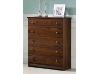 Rustic Brushed Pine 5 Drawer Chest - Chestnut