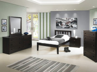 Solid Pine Slatted Platform Bed - Espresso