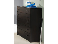 Solid Pine 5 Drawer Chest - Espresso