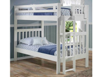 Solid Pine Bunk Bed with End Ladder Twin/Twin - White