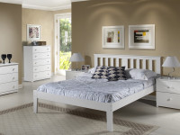 Solid Pine Slatted Platform Bed - White