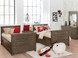 The bunk bed can be taken apart and converted into two twin beds