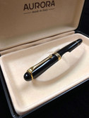 Vintage Aurora 88 Black 14K Gold Nib Fountain Pen In Box