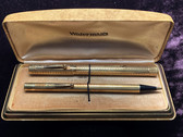 WATERMAN LEC GOLD FILLED FOUNTAIN PEN & PENCIL SET IN BOX FLEXIBLE NIB