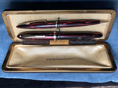 SHEAFFER CARMINE RED OVERSIZE BALANCE FOUNTAIN PEN AND PENCIL IN BOX