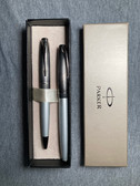  PARKER 100 OPAL SILVER  ROLLERBALL AND BALLPOINT SET