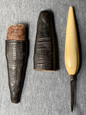 QUILL KNIFE WITH LEATHER CASE LATE 16TH TO 17TH CENTURY