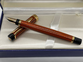 WATERMAN LIAISON ORANGE BLACK EBONITE WOODGRAIN FOUNTAIN PEN NEW IN BOX BROAD 18K