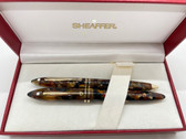 SHEAFFER BALANCE II AMBER MARBLE FOUNTAIN PEN & BALLPOINT SET IN BOX