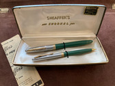 SHEAFFER SENTINEL SNORKEL FOUNTAIN PEN AND PENCIL SET GREEN IN BOX 