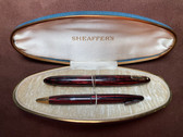 SHEAFFER TUCKAWAY CAARMINE FOUNTAIN PEN AND PENCIL SET IN BOX