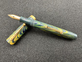 BEAUTIFUL WATERMAN 52V GREEN RIPPLE FOUNTAIN PEN FLEXIBLE FINE 14K