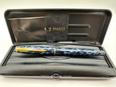 PARKER SONNET BLUE MARBLE FOUNTAIN PEN NEW IN BOX XF 18K 