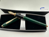 CROSS TOWNSEND GREEN MARBLE LACQUER FOUNTAIN PEN IN BOX F 14K