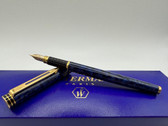 WATERMAN EXCLUSIVE BLUE MARBLE GOLD TRIM FOUNTAIN PEN NEW IN BOX EF 18K