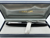 SAILOR KING OF PEN BLACK URUSHI SILVER FOUNTAIN PEN M 21K IN BOX