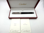 CARTIER PASHA CLOU DE PARIS DECOR PLATINUM FINISH FOUNTAIN PEN IN BOX (M) 18K