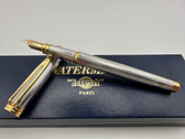 WATERMAN GENTLEMAN GODRON STERLING FOUNTAIN PEN M 18K IN BOX