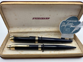 WAHL EVERSHARP SKYLINE BLUE FOUNTAIN PEN PENCIL SET IN BOX M 14K FLEXIBLE