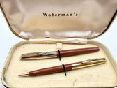 WATERMAN CF CORAL FOUNTAIN PEN & PENCIL SET IN BOX WITH CONVERTER